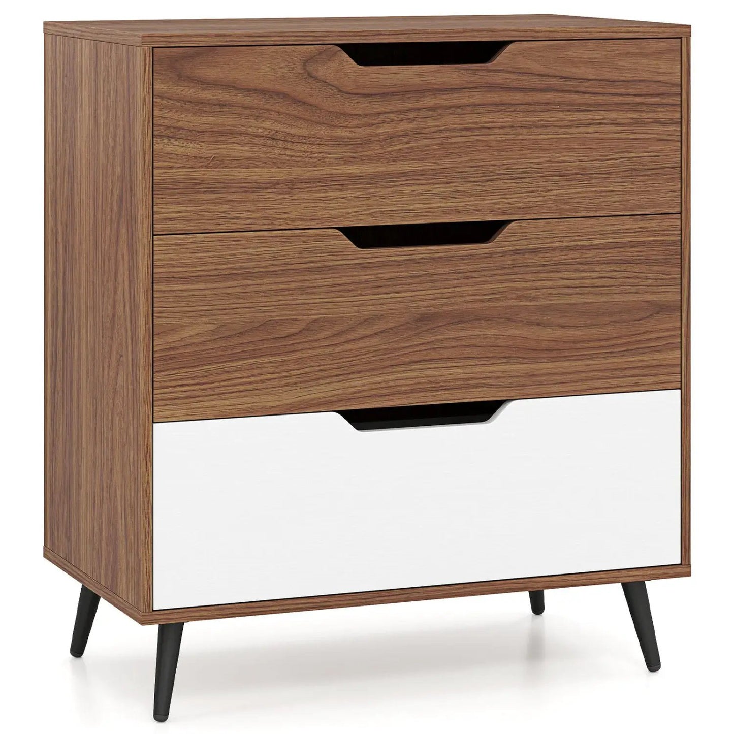 Three Drawer Dresser with Metal Legs Rustic