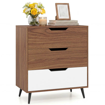 Three Drawer Dresser with Metal Legs Rustic