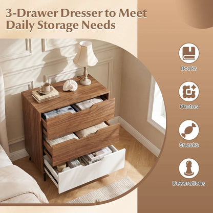 Three Drawer Dresser with Metal Legs Rustic