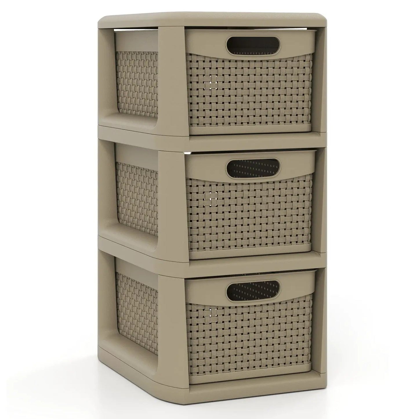 Three Drawer Organizer with Wicker Pattern