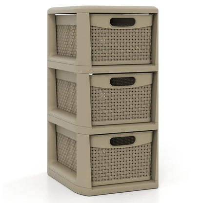 Three Drawer Organizer with Wicker Pattern