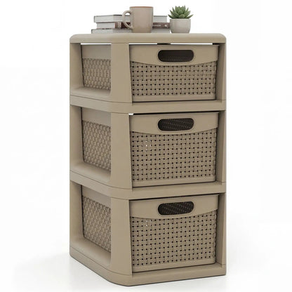Three Drawer Organizer with Wicker Pattern