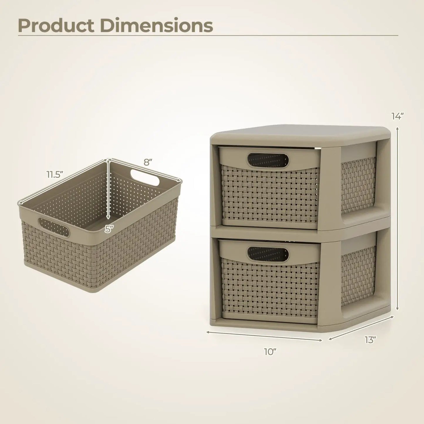 Three Drawer Organizer with Wicker Pattern