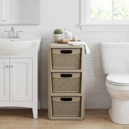 Three Drawer Organizer with Wicker Pattern