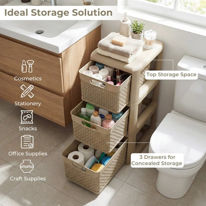 Three Drawer Organizer with Wicker Pattern