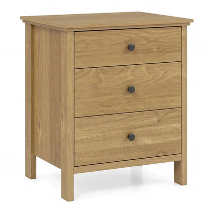 Three Drawer Wooden Nightstand with Metal Slides