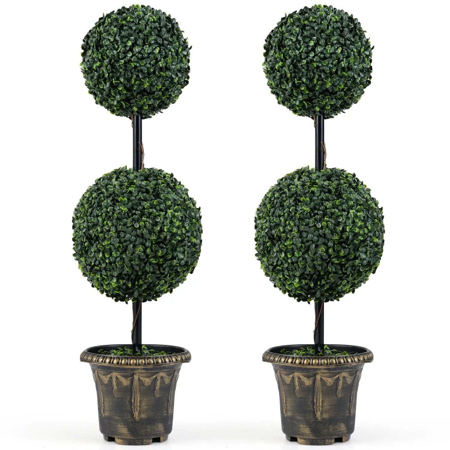 3 Ft Artificial Boxwood Topiary Tree Set of 2