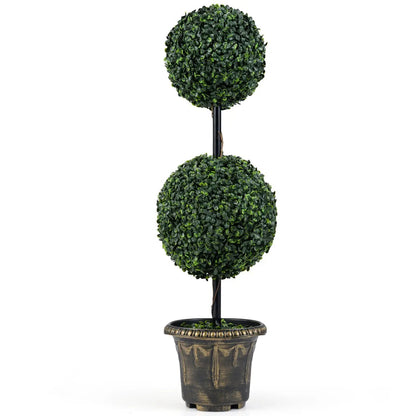 Artificial Boxwood Topiary Tree Double Ball Shrubs
