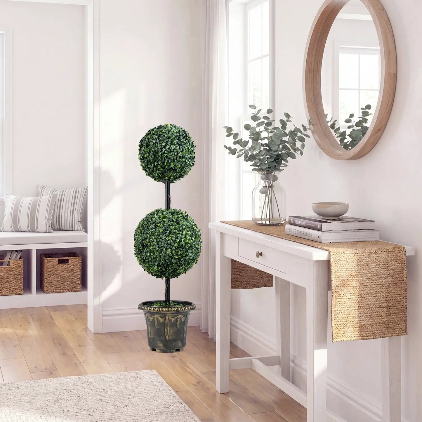 Artificial Boxwood Topiary Tree Double Ball Shrubs