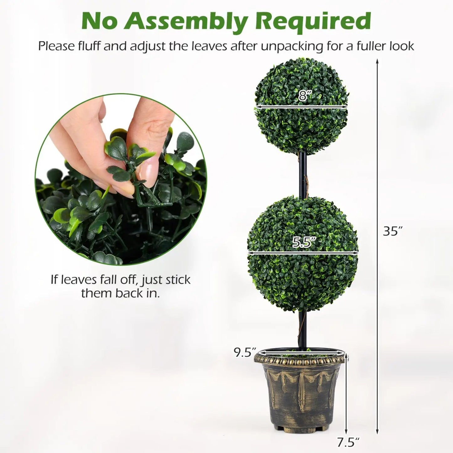 Artificial Boxwood Topiary Tree Double Ball Shrubs