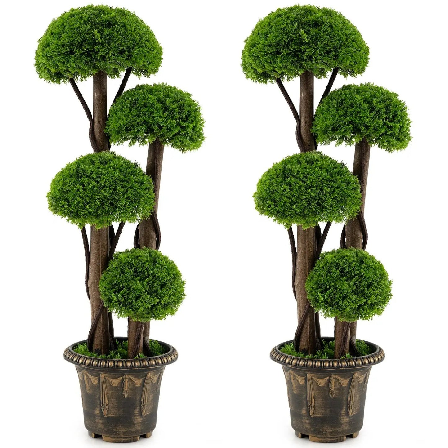 Artificial Cypress Topiary Set of 2 with Vines