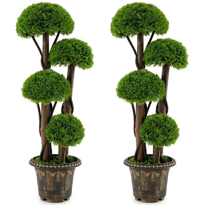 Artificial Cypress Topiary Set of 2 with Vines