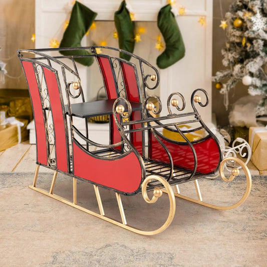 3 Ft Christmas Metal Sleigh Decoration Storage