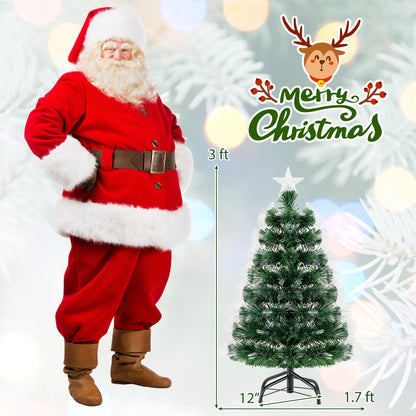3 ft DirectDeals fiber optic Christmas tree with branch tips and star topper beside Santa on Tampa Home & Garden Store