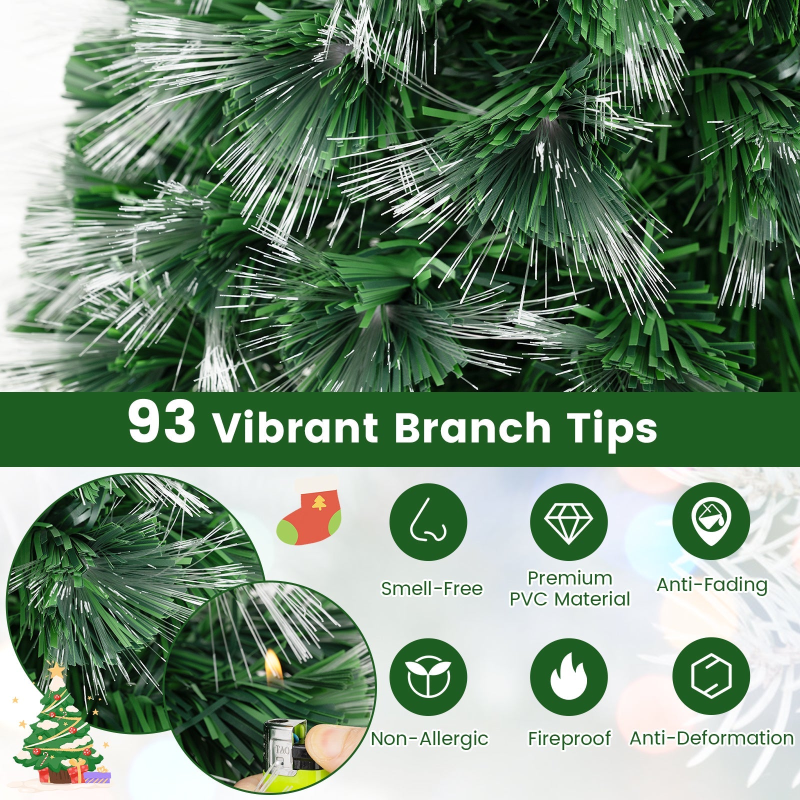 3 Feet Fiber Optic Christmas Tree DirectDeals with branch tips and topper star green tree on Tampa Home & Garden Store