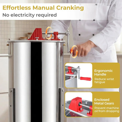 Three Frame Manual Honey Extractor With Clear Lid