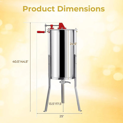 Three Frame Manual Honey Extractor With Clear Lid