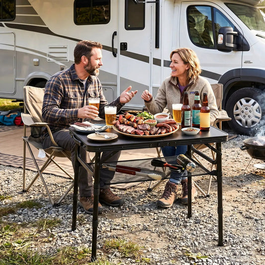 DirectDeals 3-Height Folding Camping Table with Large Storage Net on Tampa Home & Garden Store