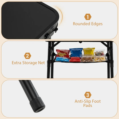 Folding Camping Table With Storage Net and Handle
