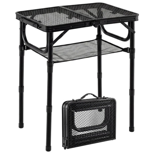 3-Height Folding Picnic Table with Large Storage Net and Handle DirectDeals, black steel on Tampa Home & Garden Store