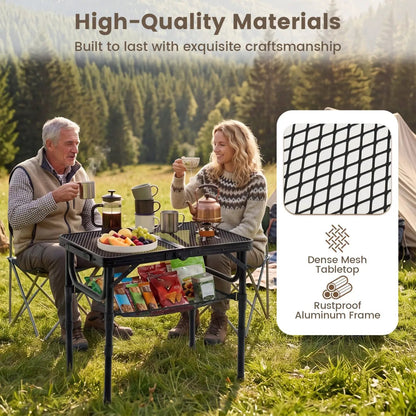 Three Height Folding Picnic Table and Storage Net