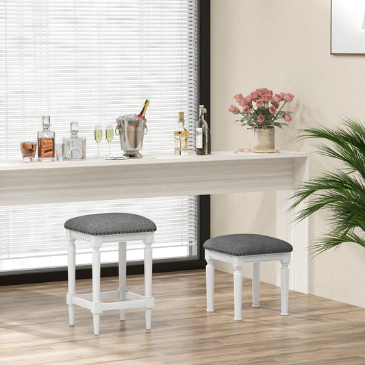 3 Heights Square Saddle Stool Set of 2 with Footrests and Padded Seats-Gray - Tampa Home & Garden Store