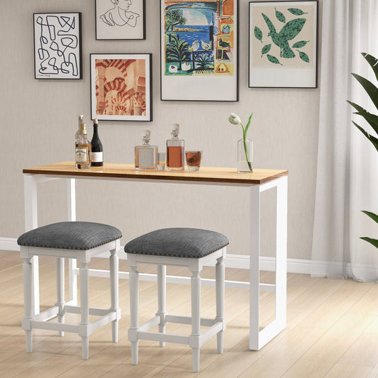 3 Heights Square Saddle Stool Set of 2 with Footrests and Padded Seats-Gray - Tampa Home & Garden Store