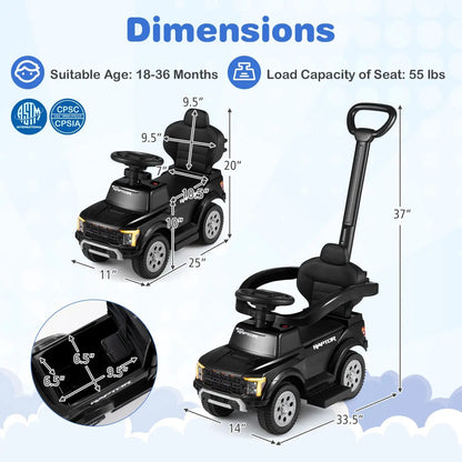 Licensed Ford 3-In-1 Push Car for Toddlers