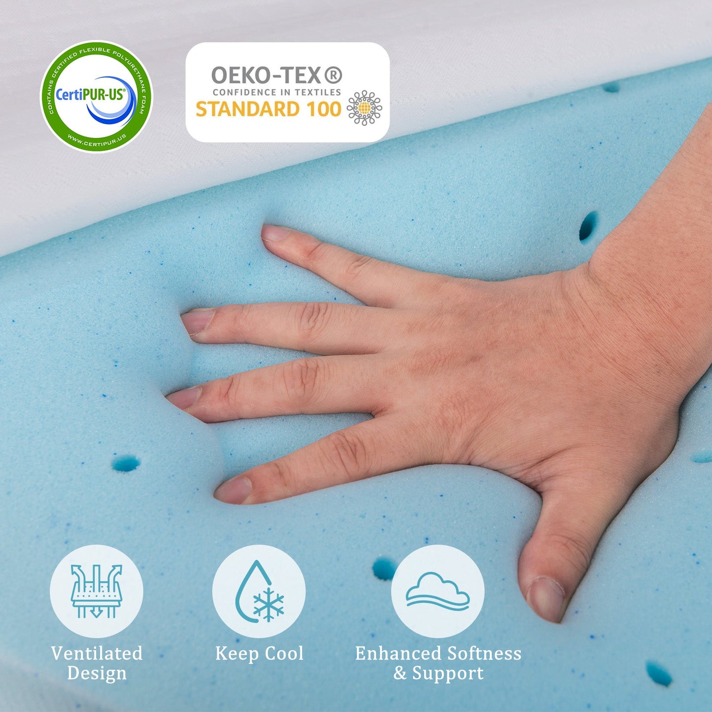 Cubrecolchón de espuma viscoelástica con gel de 7,6 cm y funda extraíble - Tamaño King