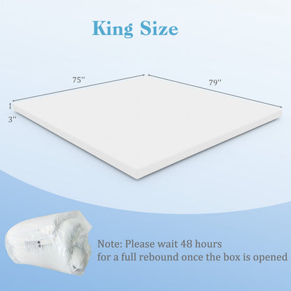 Cubrecolchón de espuma viscoelástica con gel de 7,6 cm y funda extraíble - Tamaño King