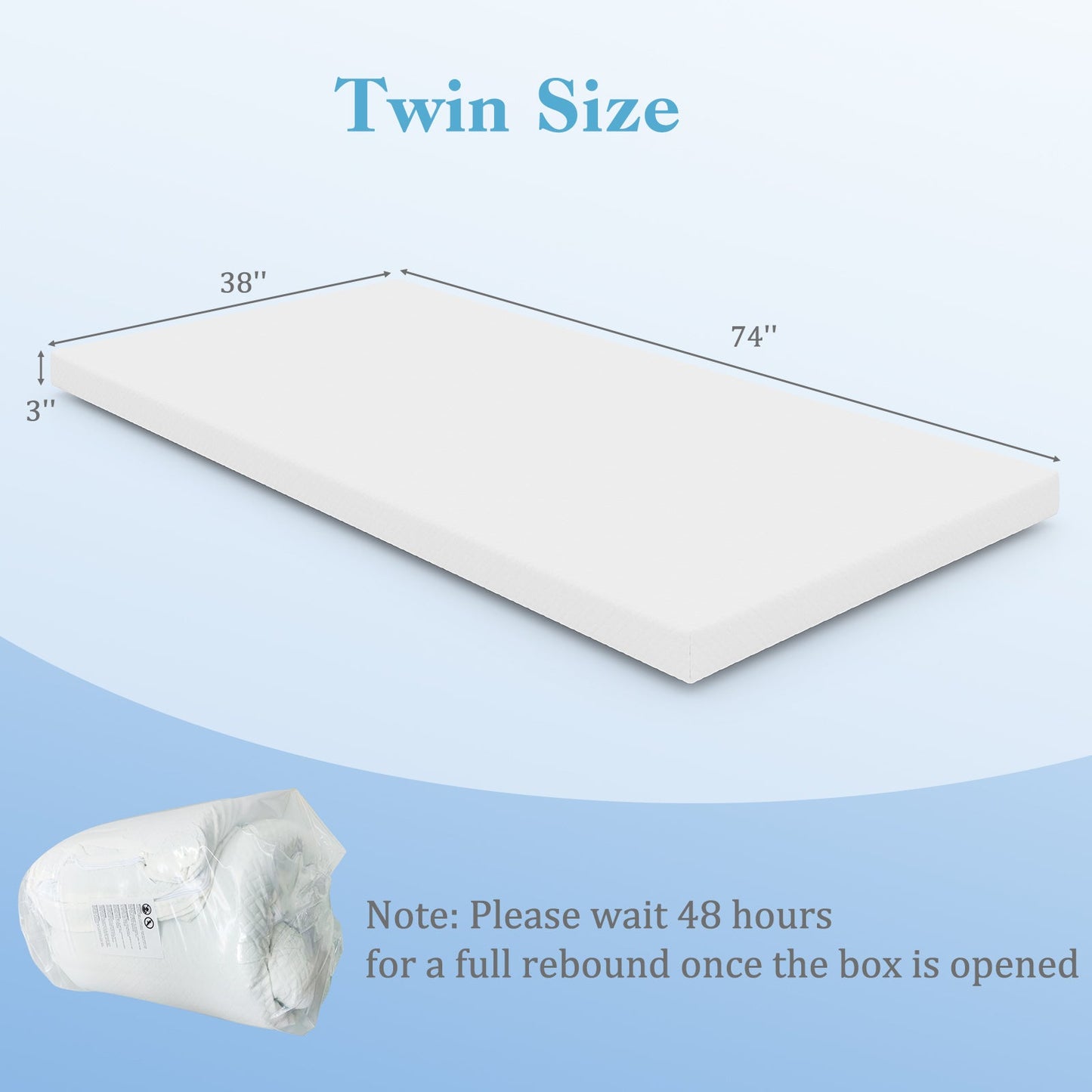Cubrecolchón de espuma viscoelástica con gel de 7,6 cm y funda extraíble - Tamaño King