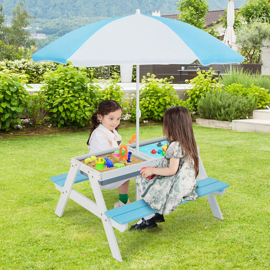 3-in-1 Kids Outdoor Picnic Water Sand Table with - Tampa Home & Garden Store