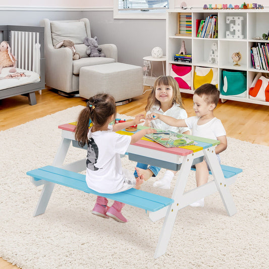 3-in-1 Kids Outdoor Picnic Water Sand Table with - Tampa Home & Garden Store