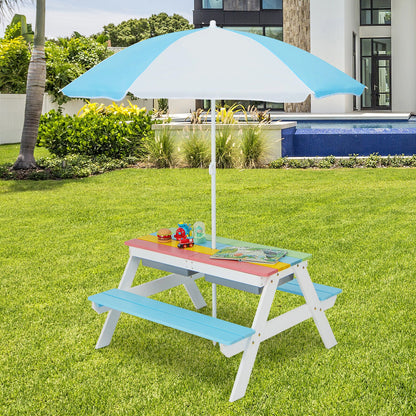 3-in-1 Kids Outdoor Picnic Water Sand Table with