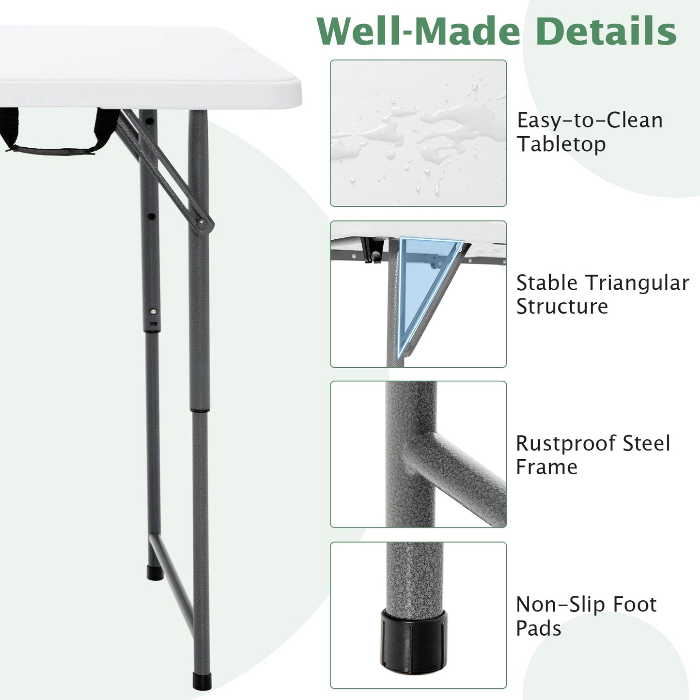 Mesa Plegable con Altura Ajustable en 3 Niveles