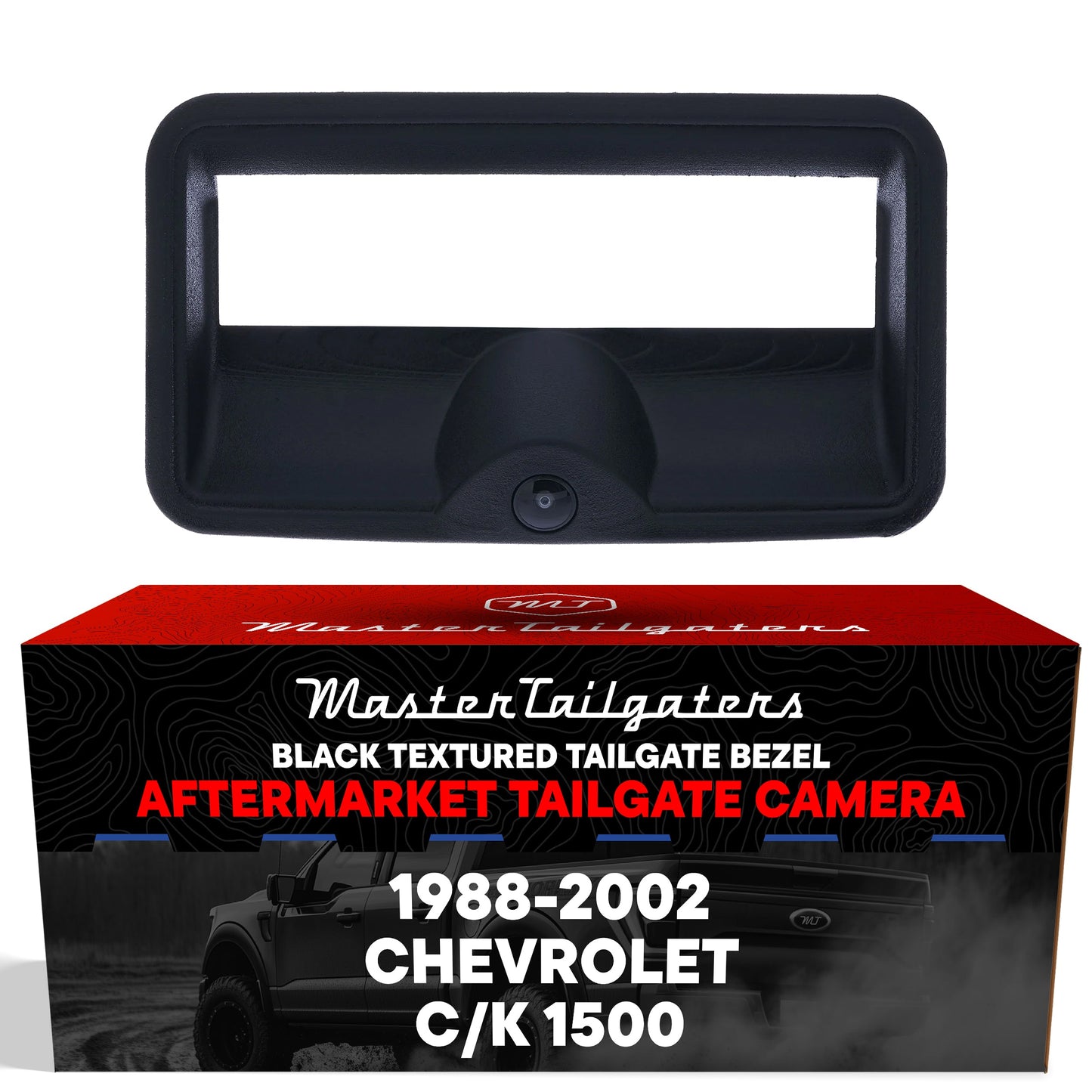 Black tailgate bezel with backup camera Master Tailgaters for Chevy C/K 1500 (1988-2002) on Tampa Home & Garden Store