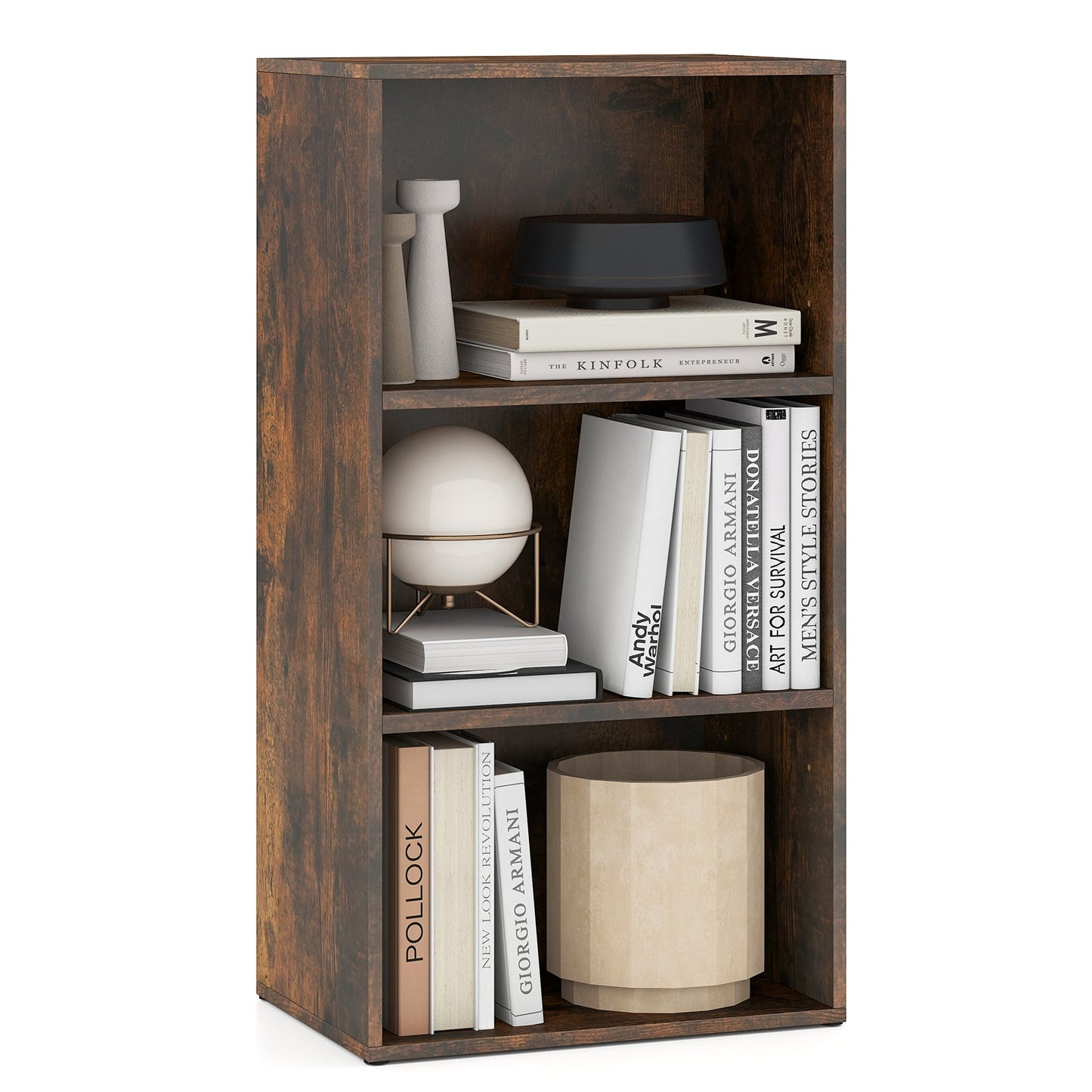 Estantería abierta de 3 niveles Mueble de almacenamiento y exhibición moderno - Negro