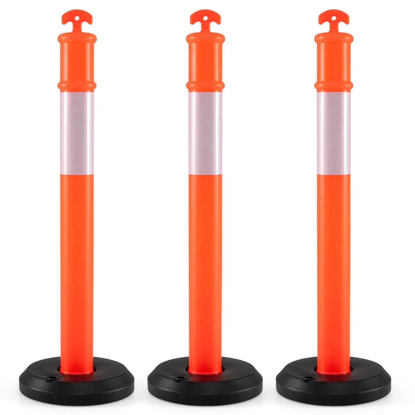 3 Pack Traffic Delineator Posts With Base