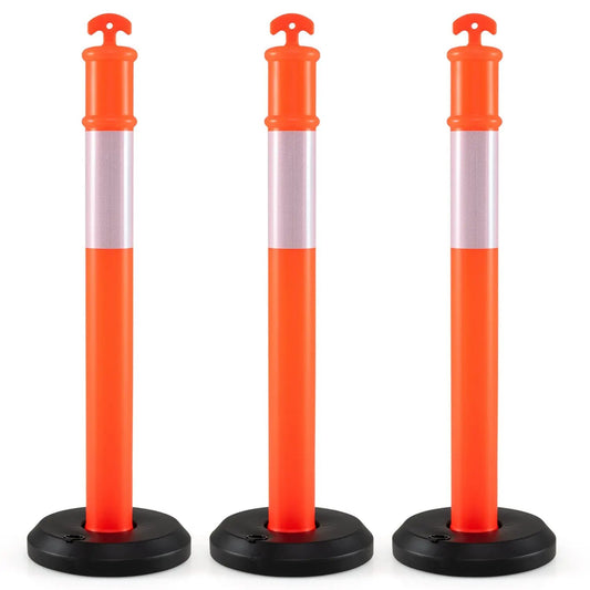 3 Pack Traffic Delineator Posts With Base