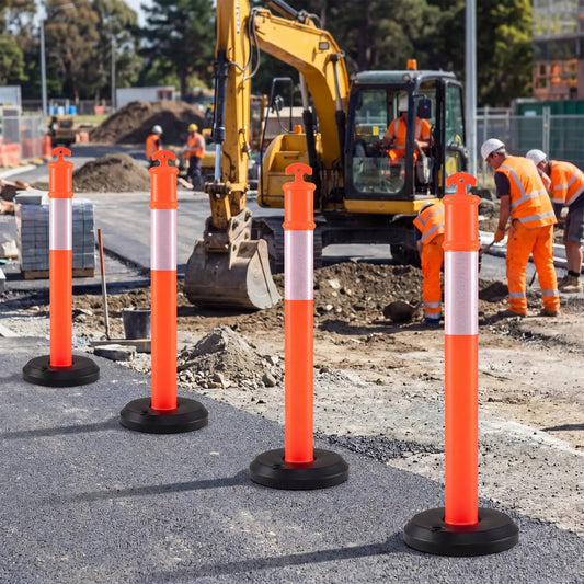 3 Pack Traffic Delineator Posts With Base