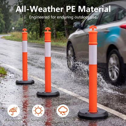 3 Pack Traffic Delineator Posts With Base