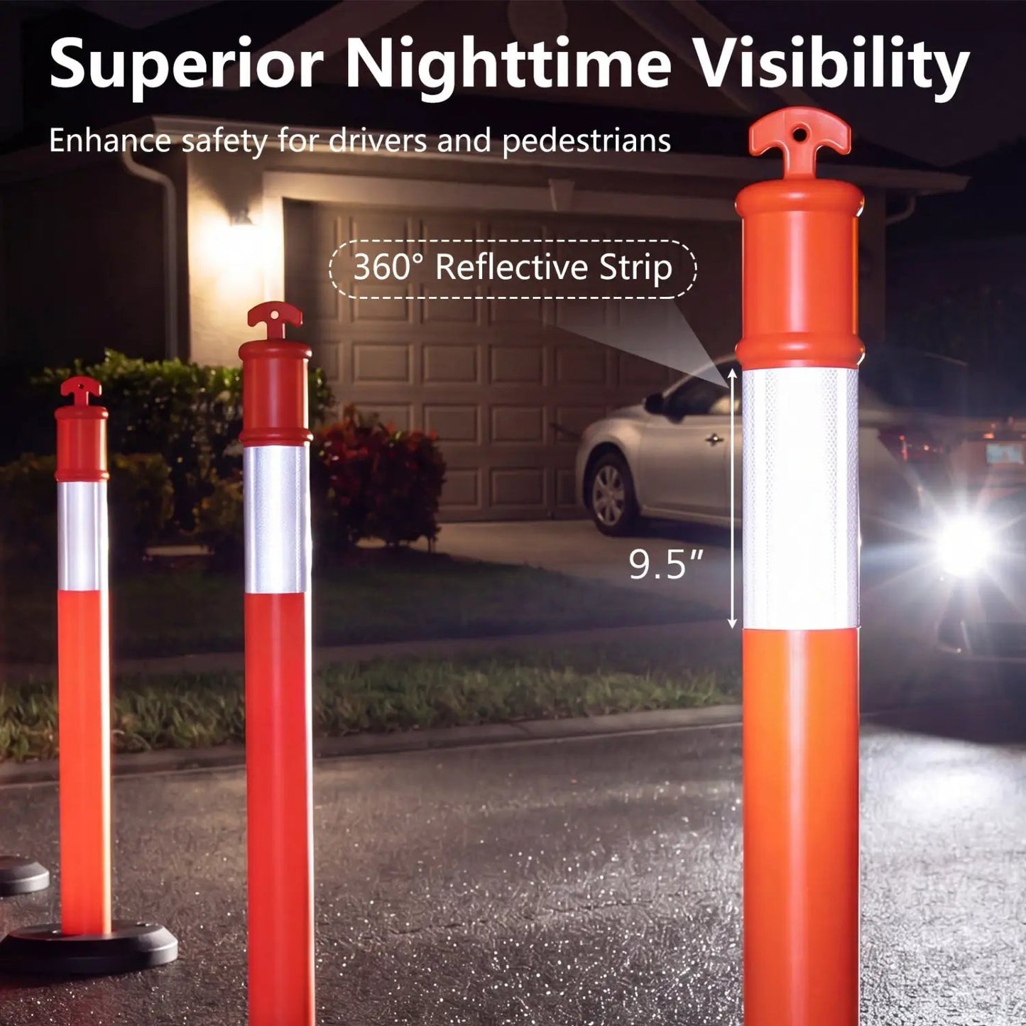 3 Pack Traffic Delineator Posts With Base
