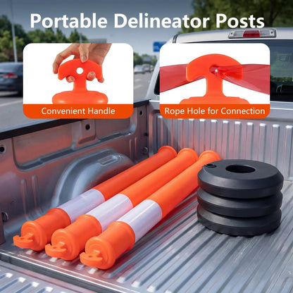 3 Pack Traffic Delineator Posts With Base