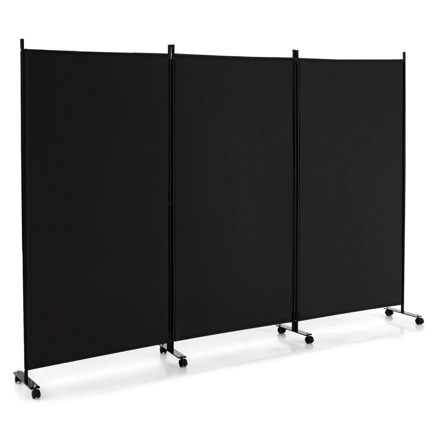 Divisor de ambientes plegable de 3 paneles con ruedas bloqueables - Gris