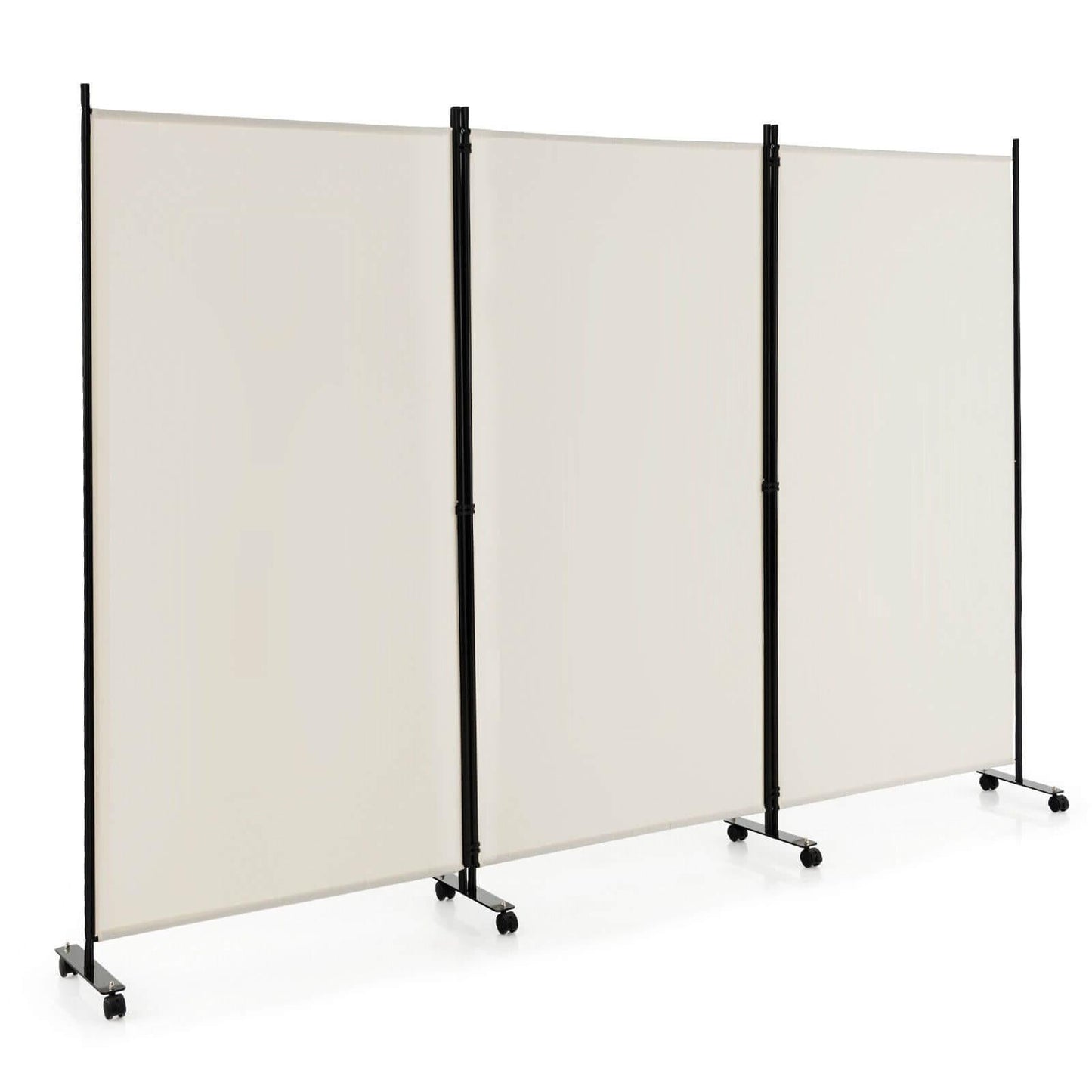 Divisor de ambientes plegable de 3 paneles con ruedas bloqueables - Gris