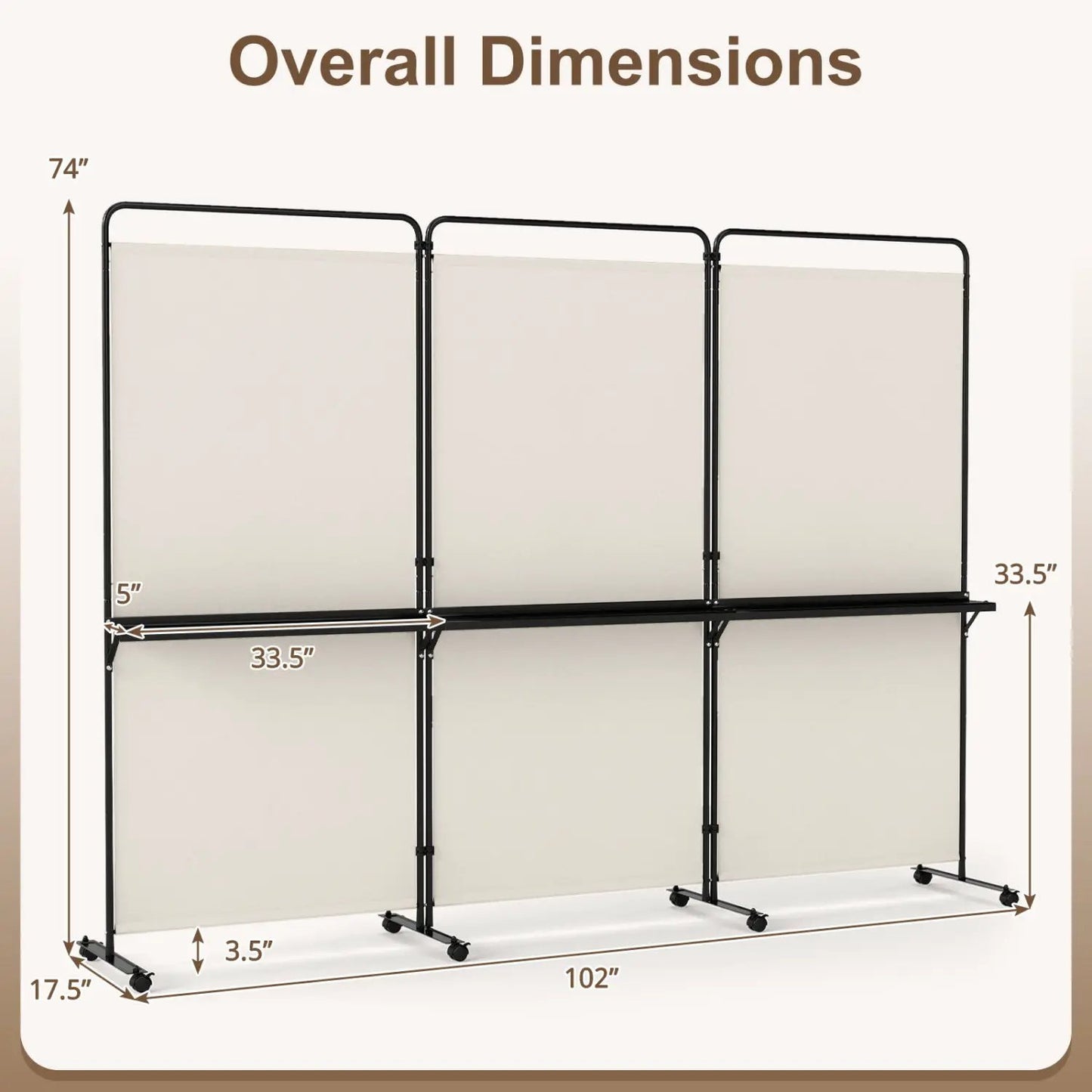 Room Divider With Shelves 6 ft Privacy Screen