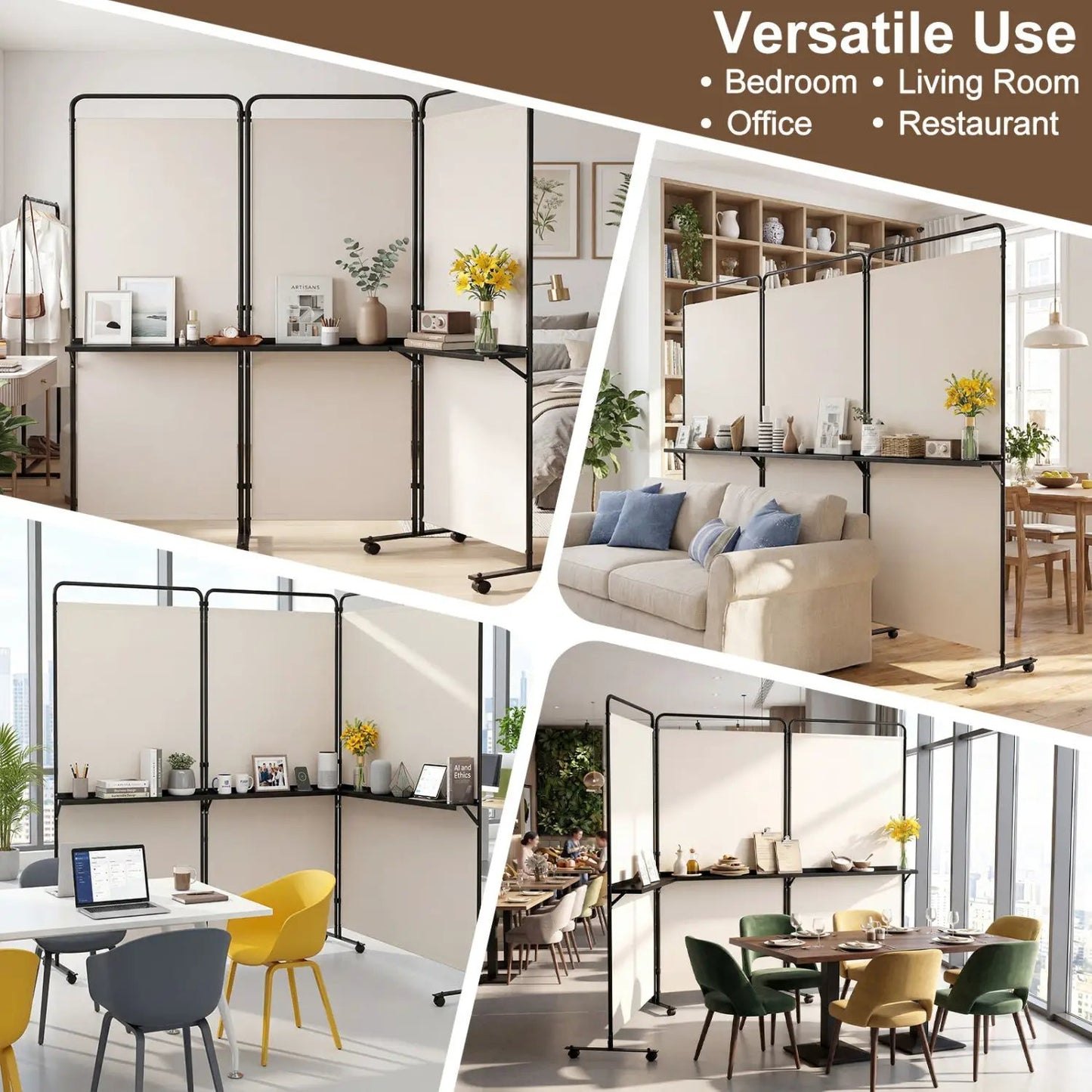 Room Divider With Shelves 6 ft Privacy Screen