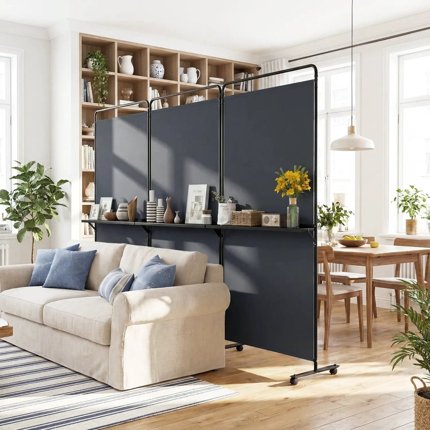 Room Divider With Shelves 6 ft Privacy Screen