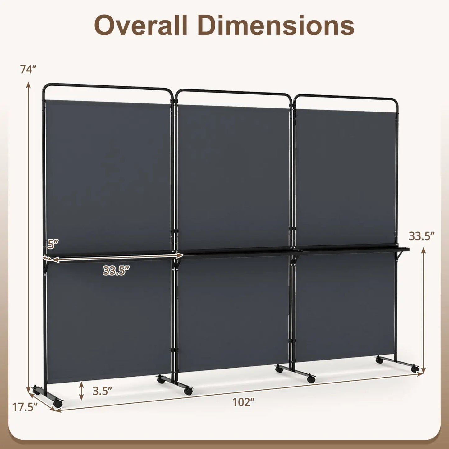 Room Divider With Shelves 6 ft Privacy Screen