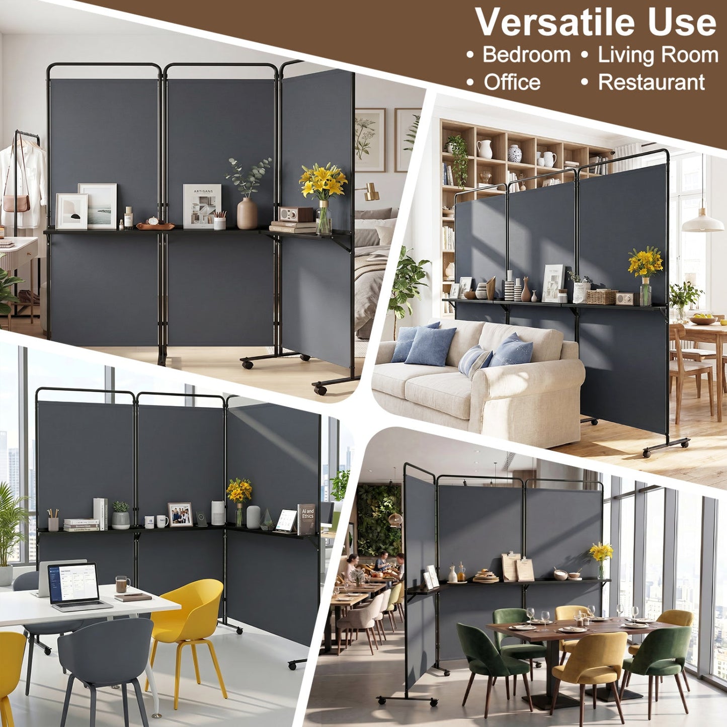 Room Divider With Shelves 6 ft Privacy Screen